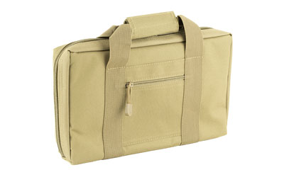 NcSTAR Discreet Pistol Case, Nylon, Tan, Two Padded Handgun Compartments, Six Elastic Magazine Loops, Carry Handle