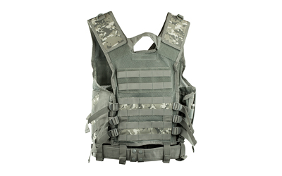 NcSTAR Tactical Vest, Nylon, Digital Camo, Size Medium- 2XL, Fully Adjustable, PALS Webbing, Pistol Mag Pouches, Rifle Mag Pouches
