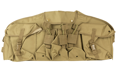NcSTAR AK Chest Rig, Tan, Holds (6) AK Magazines, Nylon, Also includes One Belly Pouch for Additional Equipment and Two Gear Pouches