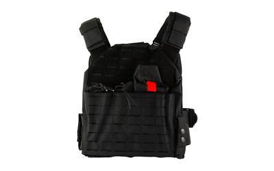 NcSTAR Laser Cut Plate Carrier, Black, Size Medium-2XL, Laser Cut MOLLE Slots, Kangaroo Pouch, Fits 10"x12" Hard Plates