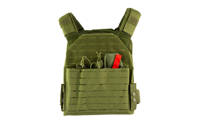 NcSTAR Laser Cut Plate Carrier, Green, Size Medium-2XL, Laser Cut MOLLE Slots, Kangaroo Pouch, Fits 10"x12" Hard Plates