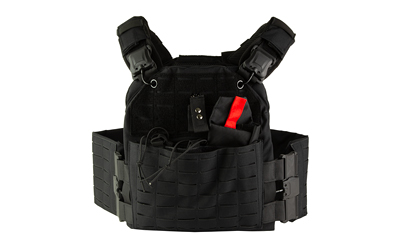 NcSTAR Quick Release Laser Cut Plate Carrier, Black, Size Medium-2XL, Quick Release Metal Buckles at Shoulders and Sides