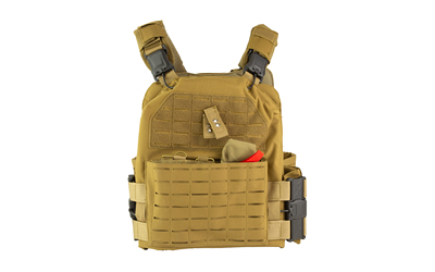 NcSTAR Quick Release Laser Cut Plate Carrier, Tan, Size 2XL, Quick Release Metal Buckles at Shoulders and Sides