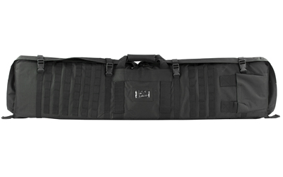 NcSTAR Rifle Case Shooting Mat, 48" Rifle Case, Unfolds to 66" Shooter's Mat, Nylon, Black, Exterior PALS Webbing, Includes Backpack Shoulder Straps