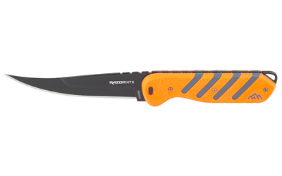 Outdoor Edge Razor HTX, Fixed Blade Knife, Plain Edge, 3.5" Blade Length, Includes (3) Drop Point Blades, (2) Black Bone Blades, (1) Gutting Blade