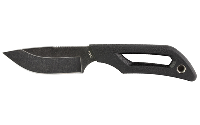 Outdoor Edge Pivot, Fixed Blade Knife, Plain Edge, Drop Point, 2.5" Blade, 8Cr13Mov Stainless Steel, Stonewashed Finish, Black, Includes Sheath