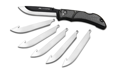 Outdoor Edge Razor EDC Lite, Folding Knife, Plain Edge, 3.5" Blades, 420J2 Stainless Steel, Gray and Black Handle, Includes (6) Drop Point Blades