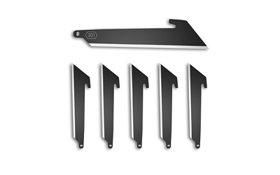 Outdoor Edge Utility Blade Pack, 3", Plain Edge, 420J2 Stainless Steel Construction, Black Oxide Finish, Black, Pack of 6