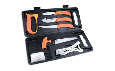 Outdoor Edge Wild Pak Game Processing Kit, Fixed Blade Knife Set, Plain Edge, 420J2 Stainless Steel, Orange Handle, Includes (1) Caper Knife