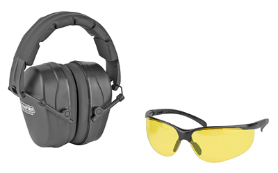 Champion Traps & Targets Shooting Combo Kit, Black Passive Earmuff, Amber Lens