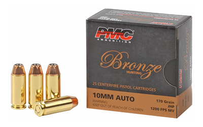 PMC Ammunition Bronze Ammunition, 10MM, 170 Grain, Jacketed Hollow Point, 25 Round Box