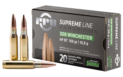 Prvi Partizan Supreme, 308 Winchester, 168 Grain, Boat Tail Hollow Point, 20 Round Box