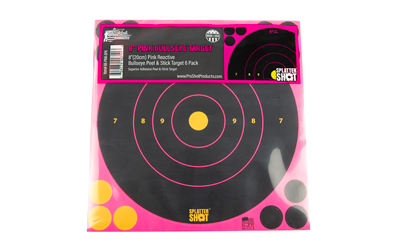 Pro-Shot Products Splatter Shot, 8" Bullseye, Adhesive Target, 6 Pack, Pink/Black