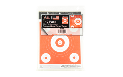 Pro-Shot Products Bullseye Target, 6" Bullseye, 8.5"x 11", 12 Pack, Orange/White