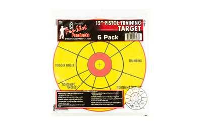 Pro-Shot Products Pistol Training Target, 12" Bullseye Circle, 6 Pack, Yellow/Black