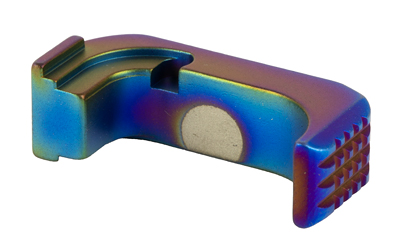Shield Arms Premium Mag Release, Fits Glock 43X/48, Anodized Finish, Peacock/Rainbow, Right Hand Only