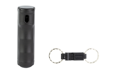 Sabre Pepper Gel with Quick Release Whistle Keychain, .54 Ounces, Black, Matte Finish