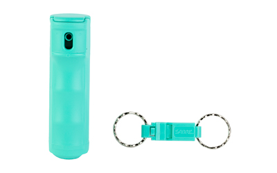 Sabre Pepper Gel with Quick Release Whistle Keychain, .54 Ounces, Mint, Matte Finish