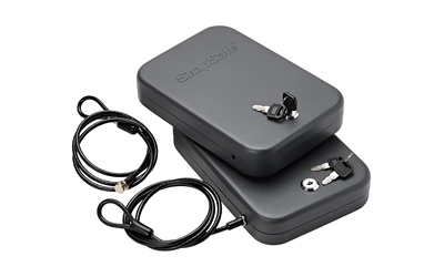 SnapSafe Lock Box, Large, 9.5" x 6.5" x 1.75", 2 Pack, Keyed Alike, 16 Gauge Steel, Cable Included, Black Finish
