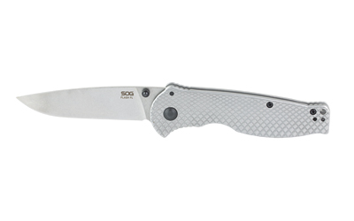 SOG Knives & Tools Flash II FL, Folding Knife, 3.4" Drop Point Blade, 8Cr13MoV Blade Steel, Straight Edge, Satin Finish, Silver