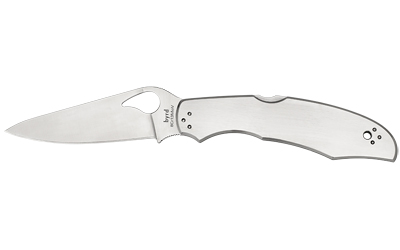 Spyderco Byrd, Cara Cara 2, 3.75" Folding Knife, Clip Point, Plain Edge, 8Cr13MoV/Satin, Stainless, Oval Thumb Hole/Pocket Clip