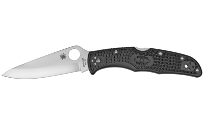 Spyderco Endura 4, Lightweight, 3.375" Folding Knife, Clip Point, Plain Edge, VG10/Satin, Black FRN, Circle Thumb Hole/Pocket Clip