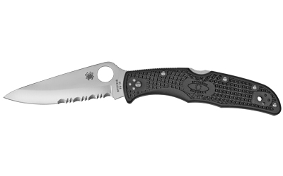 Spyderco Endura 4, Lightweight, 3.8" Folding Knife, Clip Point, Combo Edge, VG10/Satin, Black FRN, Circle Thumb Hole/Pocket Clip