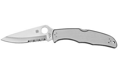 Spyderco Endura 4, 3.375" Folding Knife, Clip Point, Combo Edge, VG10/Satin, Stainless, Circle Thumb Hole/Pocket Clip