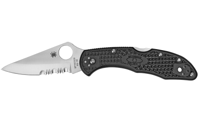 Spyderco Delica 4, Lightweight, 3" Folding Knife, Spear Point, Combo Edge, VG10/Satin, Black FRN, Circle Thumb Hole/Pocket Clip