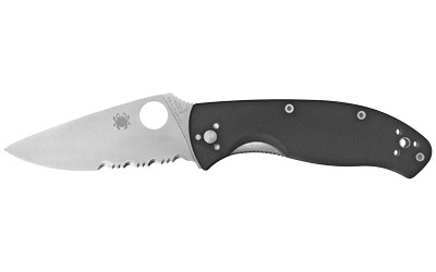 Spyderco Tenacious, 3.39" Folding Knife, 8Cr13MoV/Satin, Combo, Circle Thumb Hole/Pocket Clip, Black G10, Box