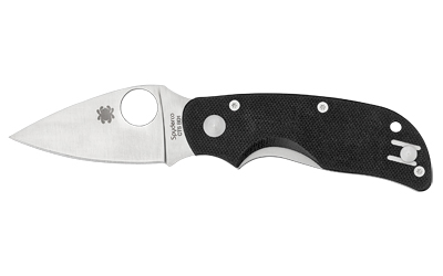 Spyderco Cat, 2.44" Folding Knife, Plain Edge, 440C/Satin, Black G10, Circle Thumb Hole/Pocket Clip