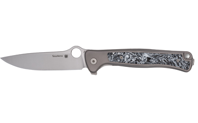 Spyderco Slym, Folding Knife, 3.42" Drop Point Blade, 7.84" Overall Length, M390 Blade Steel, Plain Edge, Stonewash Finish, Silver