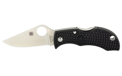 Spyderco Manbug, 1.94" Folding Knife, Silver, Plain, Clip Point, Circle Thumb Hole, Box, VG-10, Black