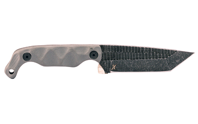 Stroup Knives Bravo 5 Tanto, Fixed Blade Knife, 3.5" Tanto Blade, 7.75" Overall Length, 1095 High Carbon Blade Steel, Plain Edge, Acid Etched Finish
