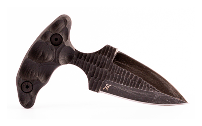 Stroup Knives SD1, Fixed Blade Knife, 2" Push Dagger Blade, 1095 High Carbon Steel, 5" Overall Length, Acid Etched Finish, Black, G10 Handle