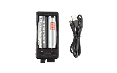 Streamlight Rechargeable, Charging Kit, 2x SL-BL26 USB Batteries, USB Cord, Charging Base, Black