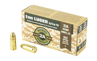 STV Technology Patriot Sport's Ammo, 9MM, 124 Grain, Full Metal Jacket, 50 Rounds