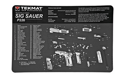 TekMat Sig P226 Pistol Mat, 11"x17", Black, Includes Small Microfiber TekTowel, Packed In Tube