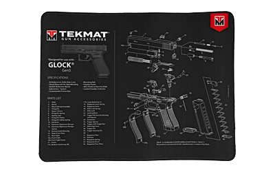 TekMat Ultra Mat, For Glock Gen 5, Thermoplastic Surface Protects Gun From Scratching, 1/4" Thick, 15"X20", Tube Packaging, Black