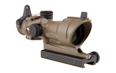 Trijicon ACOG Rifle Scope, 4X 32, Amber Crosshair .223 Reticle, Center Illuminated, w/BUIS & TA51 Mount-CK-FDE, Dark Earth
