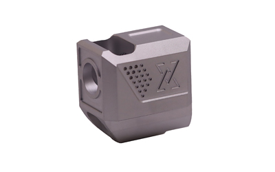 True Precision True-Lock Compensator, Fits Sig P365/X/XL/Macro with 1/2X28 Threaded Barrel, Silver