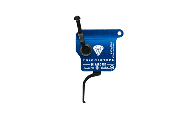 TriggerTech Rough Diamond, Single-Stage Trigger, Fits Remington 700 Clones, Flat Trigger, No Bolt-Release, Right Hand, PVD Finish, Blue and Black