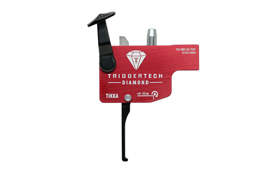 TriggerTech Diamond, Trigger, Fits Tikka T3/T3x/T1x, Straight Flat Lever Trigger, Left Hand, Red