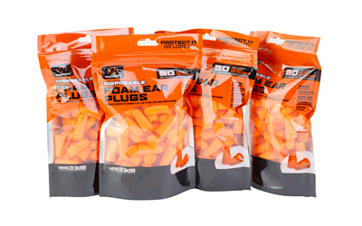 Walker's Foam Ear Plugs, NRR 30dB, 200 Count, Orange