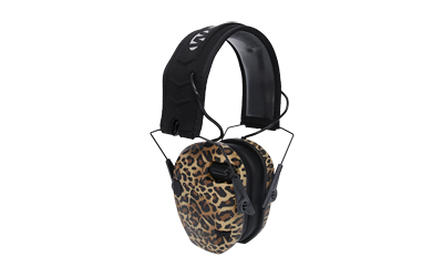 Walker's Razor Electronic Earmuff, Noise Reduction 23DB, Leopard Print, Black and Tan