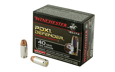 Winchester Ammunition Defender, Supreme Elite, 40S&W, 165 Grain, Bonded Jacketed Hollow Point, PDX1, 20 Round Box