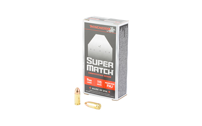 Winchester Ammunition Super Match, 9MM, 115 Grain, Round Nose Bullet, 50 Round Box