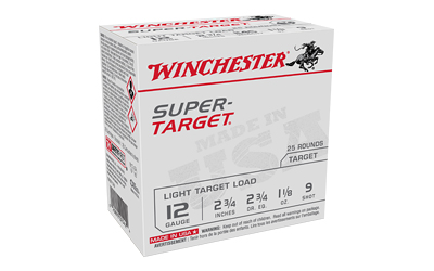 Winchester Ammunition Super Target, 12 Gauge 2.75", #9, 1 1/8 oz, 25 Round Box