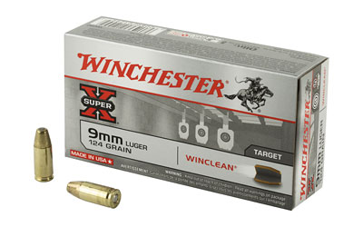 Winchester Ammunition Super X Winclean, 9MM, 124 Grain, Brass Enclosed Base Clean, 50 Round Box
