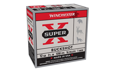 Winchester Ammunition Super-X, 12 Gauge, 2.75", 1 Buck, Buckshot, 25 Round Box